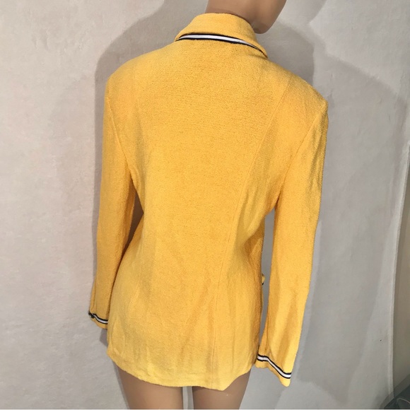 Vtg St. John Collection Marie Gray bright yellow woven zip up blazer type jacket - Picture 3 of 13